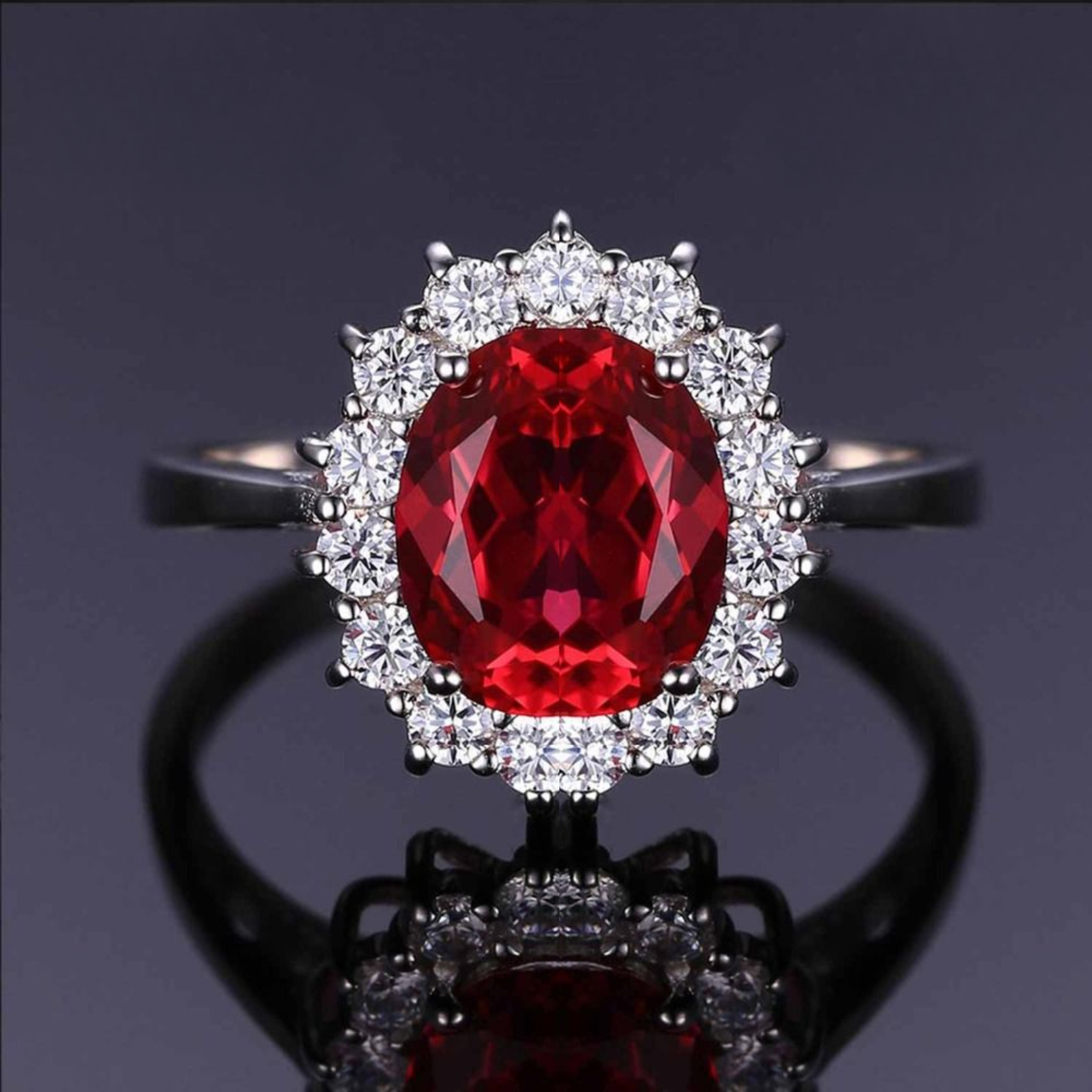Anillo Clásico Rojo Rubí – Plata 925