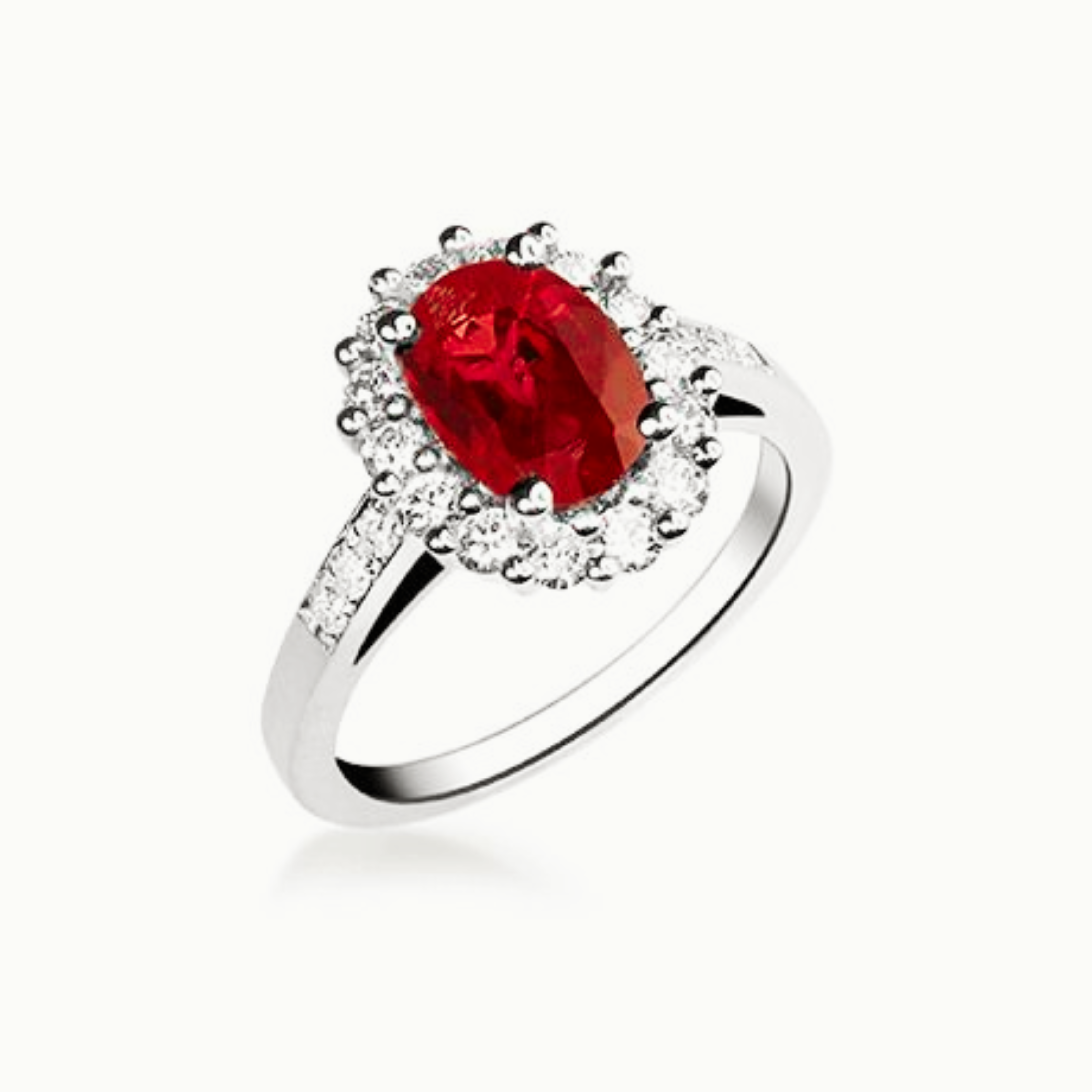 Anillo Clásico Rojo Rubí – Plata 925